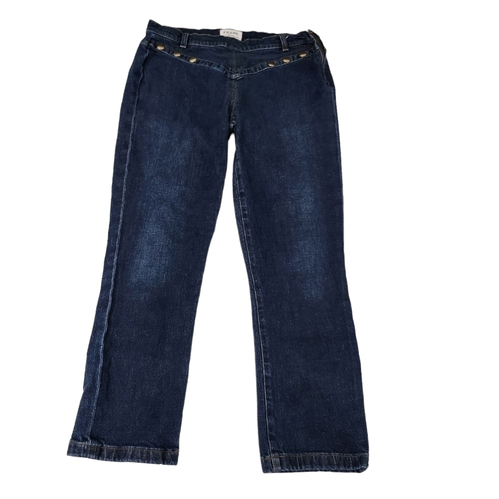 Frame‎ Jeans Womens 30 Straight Waldane Dark Wash Embellished Ankle Western Boho